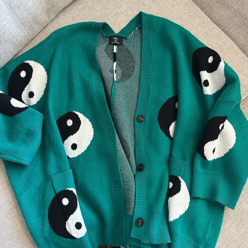 Yin Yang Teal Cardigan